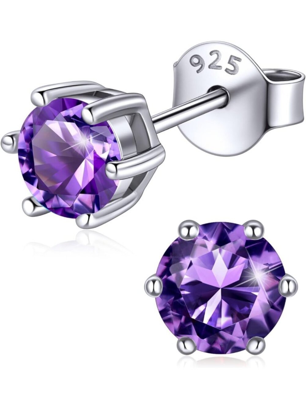 Sparkling 925 Sterling Silver Birthstone Earrings for Women